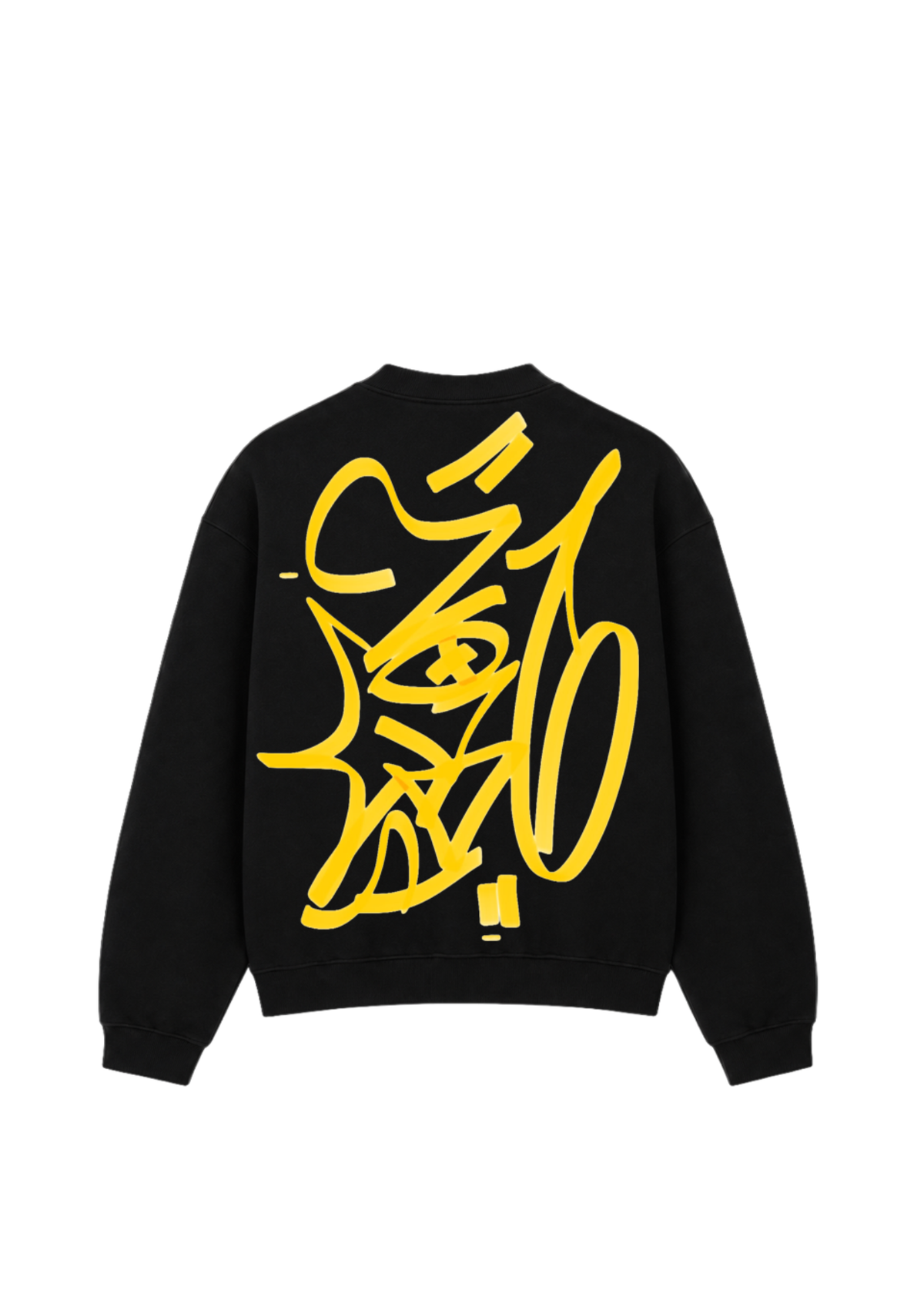 เสื้อสเวตเตอร์ลายกราฟฟิตี้สเปรย์สีเหลือง